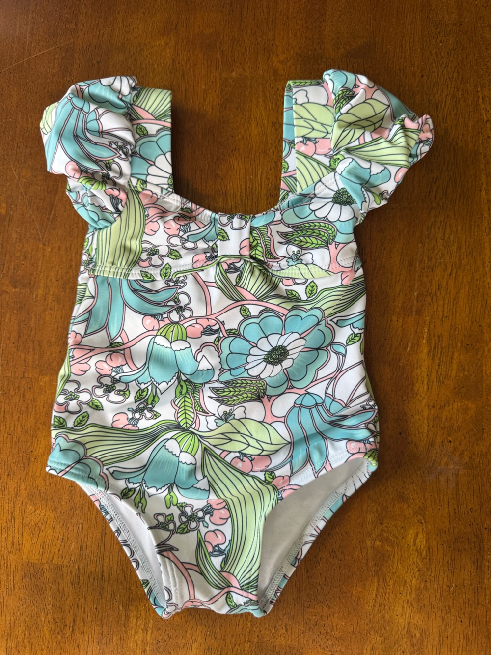 Janie and Jack Floral One-Piece Swimsuit in Mint, Pink, White